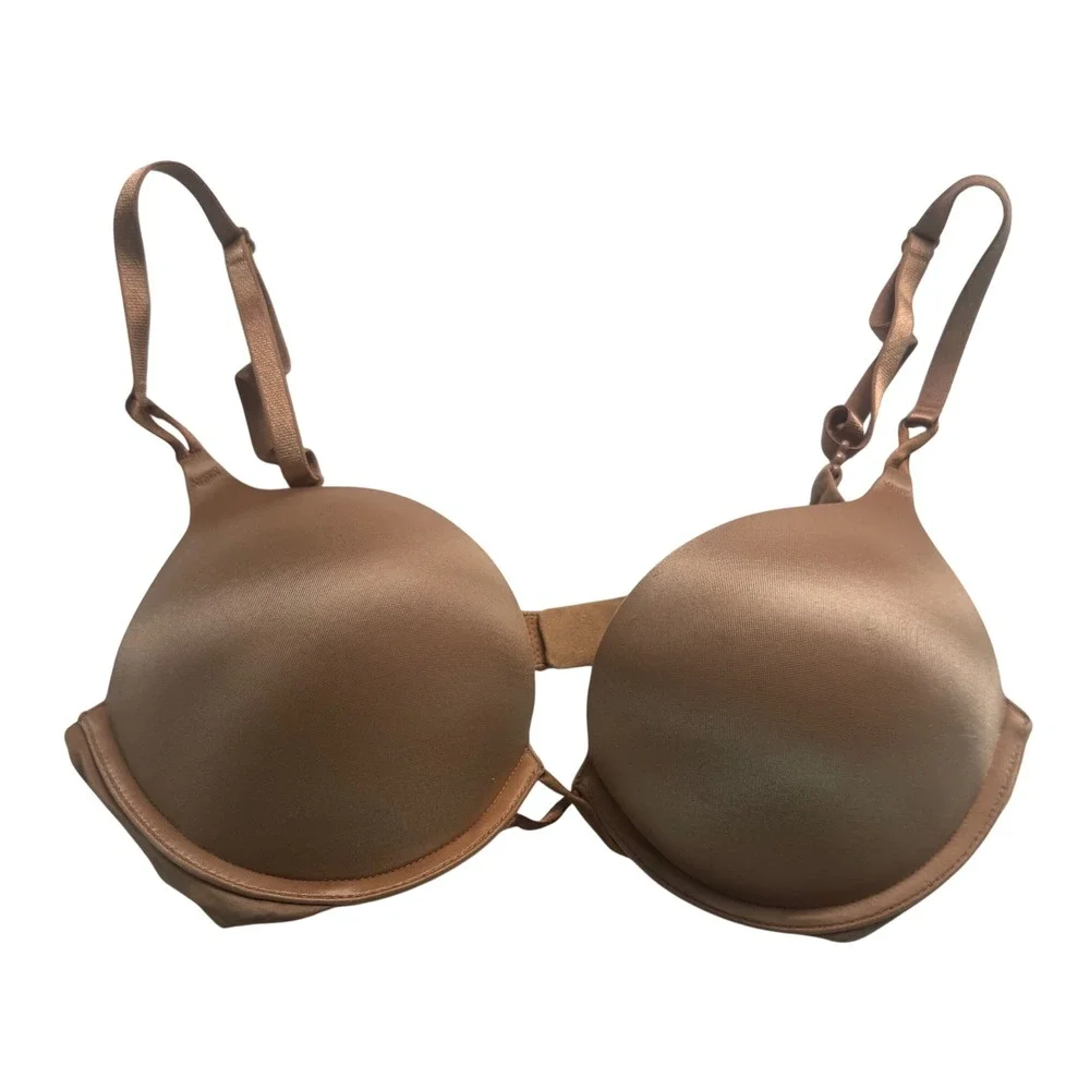 Victoria's Secret Bombshell Plunge Push-Up Bra Bronze Tan 36B 2-Cup Add